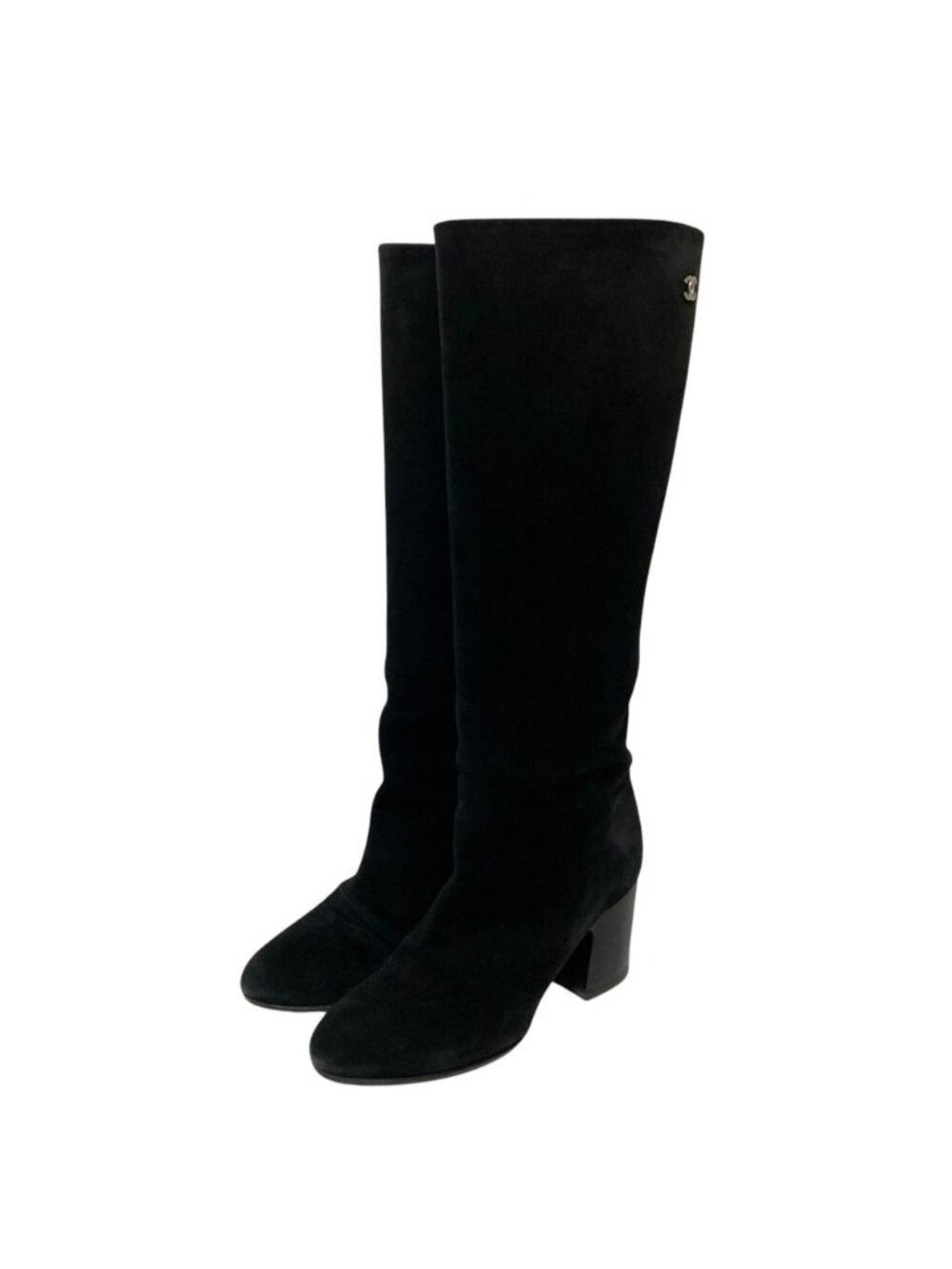 Chanel Suede Long Boots 34.5 Black